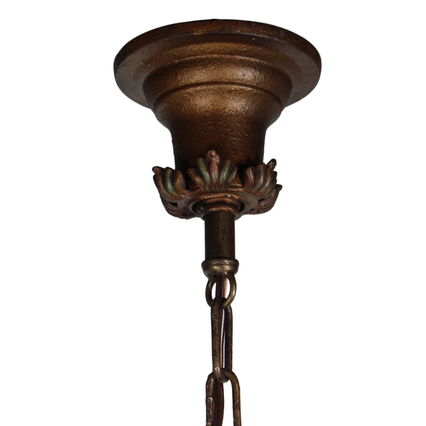 SOLD Antique Five-Light Iron Chandelier with Flowers, c. 1920s -70667