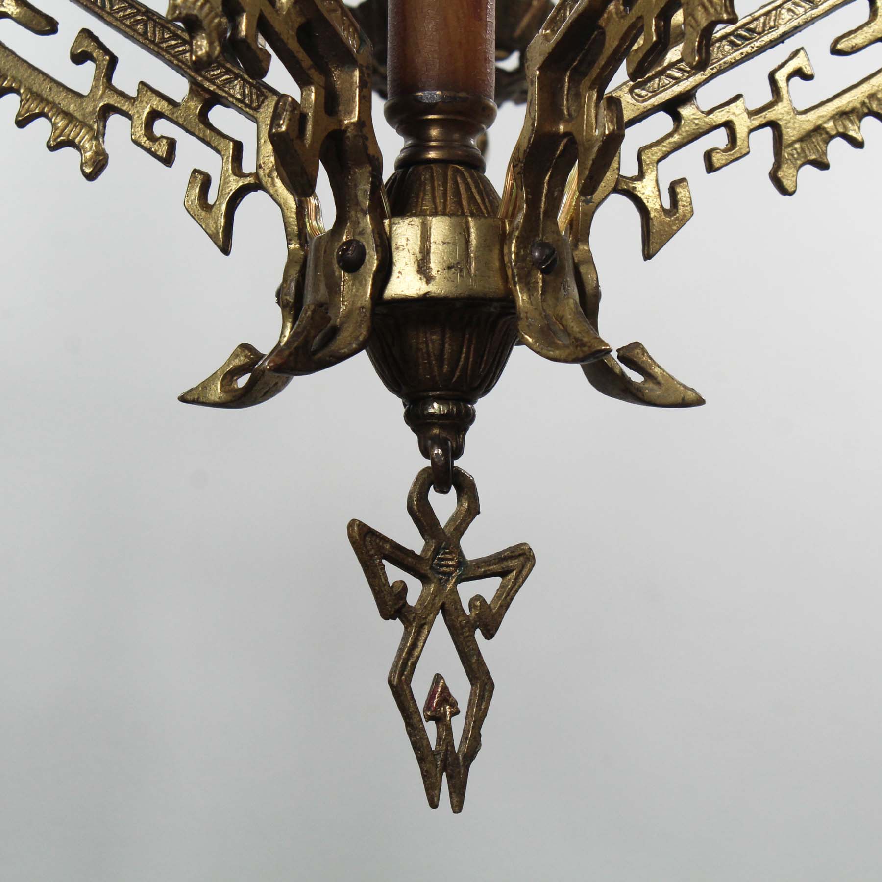 Antique Brass Art Deco Chandelier, Bakelite-70684