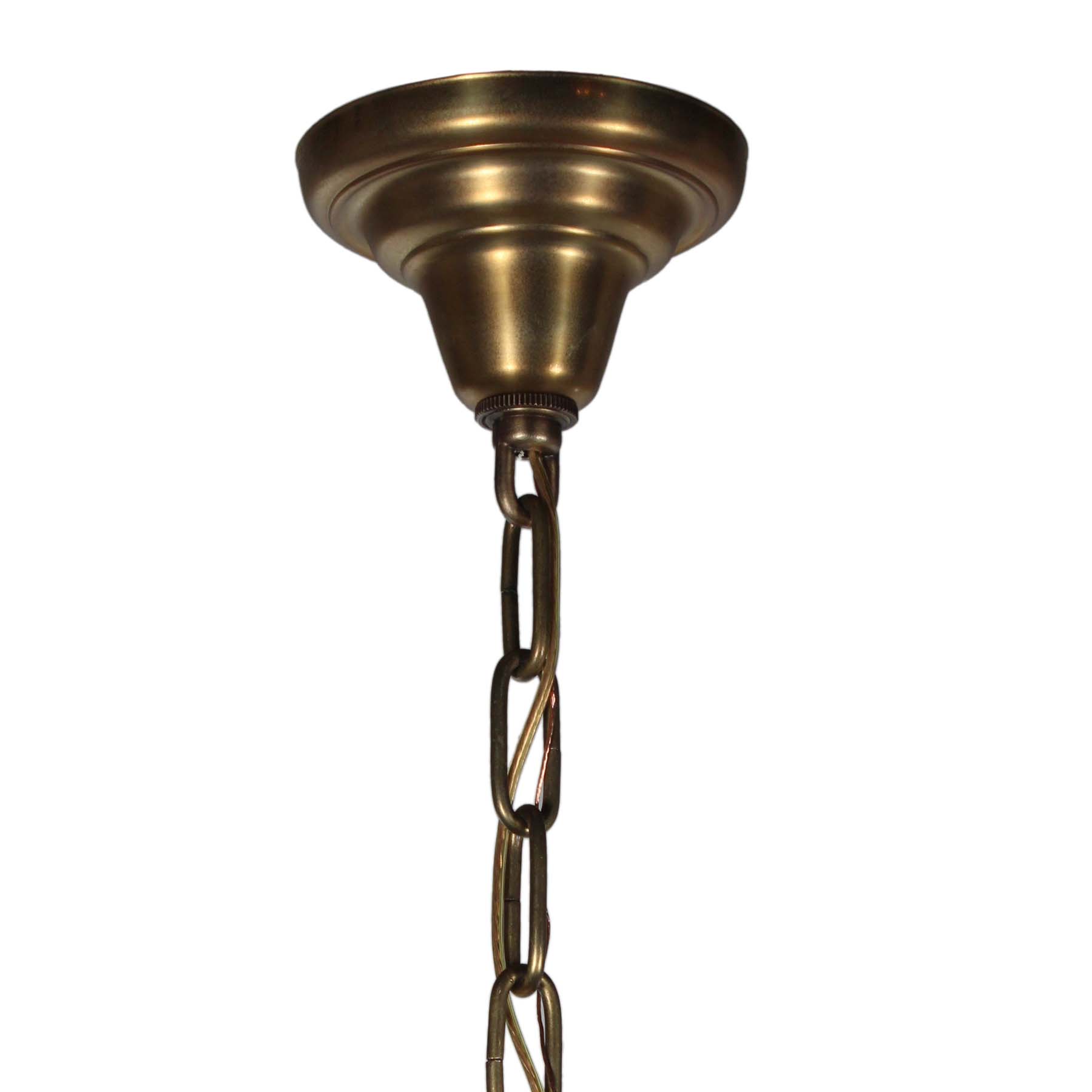 SOLD Antique Brass Art Deco Chandelier with Exposed Bulbs, Bakelite-70674