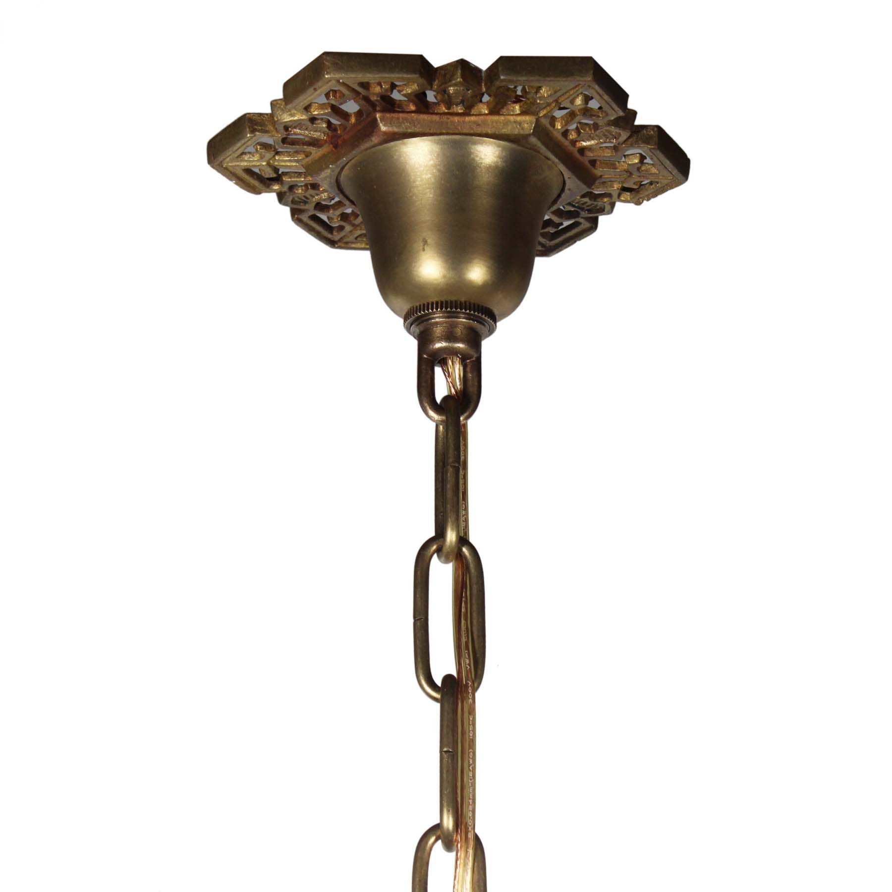 Antique Brass Art Deco Chandelier, Bakelite-70683