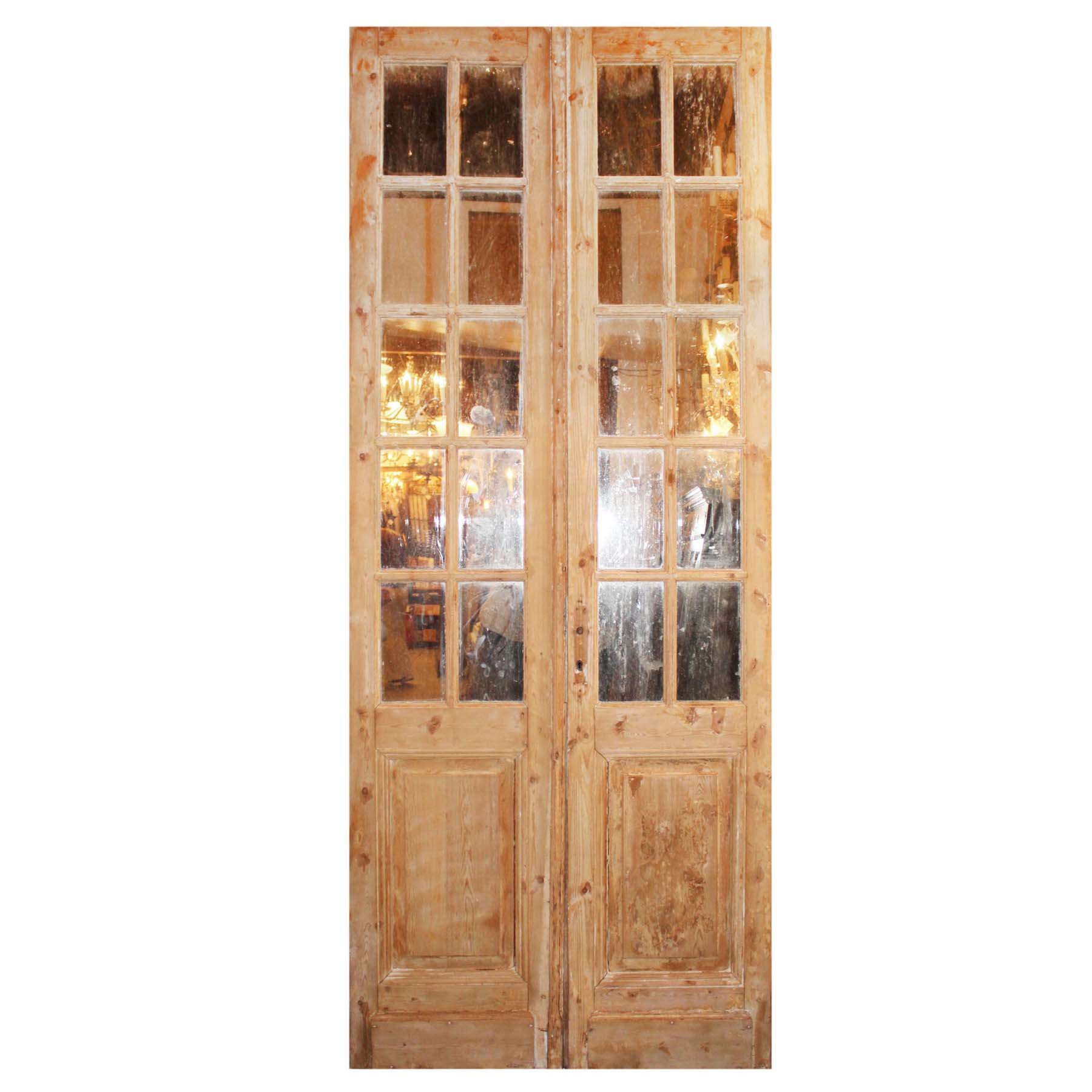 SOLD Reclaimed Pair of Antique 39" Double Doors with Mirrors-0