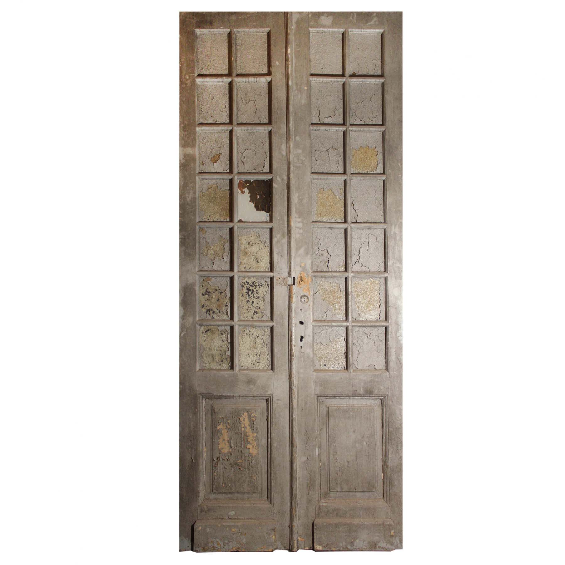 Salvaged Pair of Antique 46" Double Doors with Glass-0