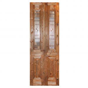 Pair of 35” Antique French Colonial Doors with Iron Inserts-0