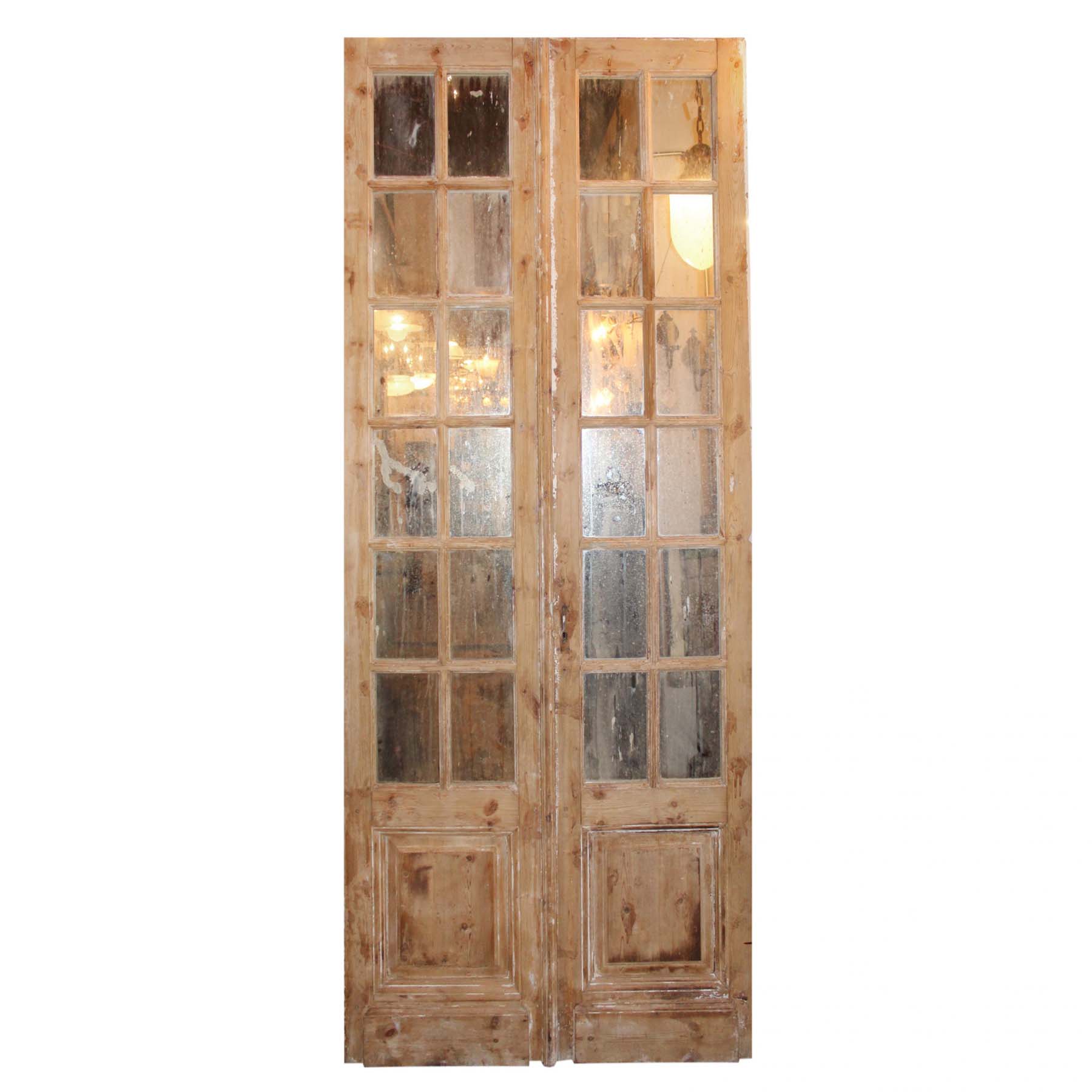 Antique Pair of 40" Double Doors with Mirrors-0