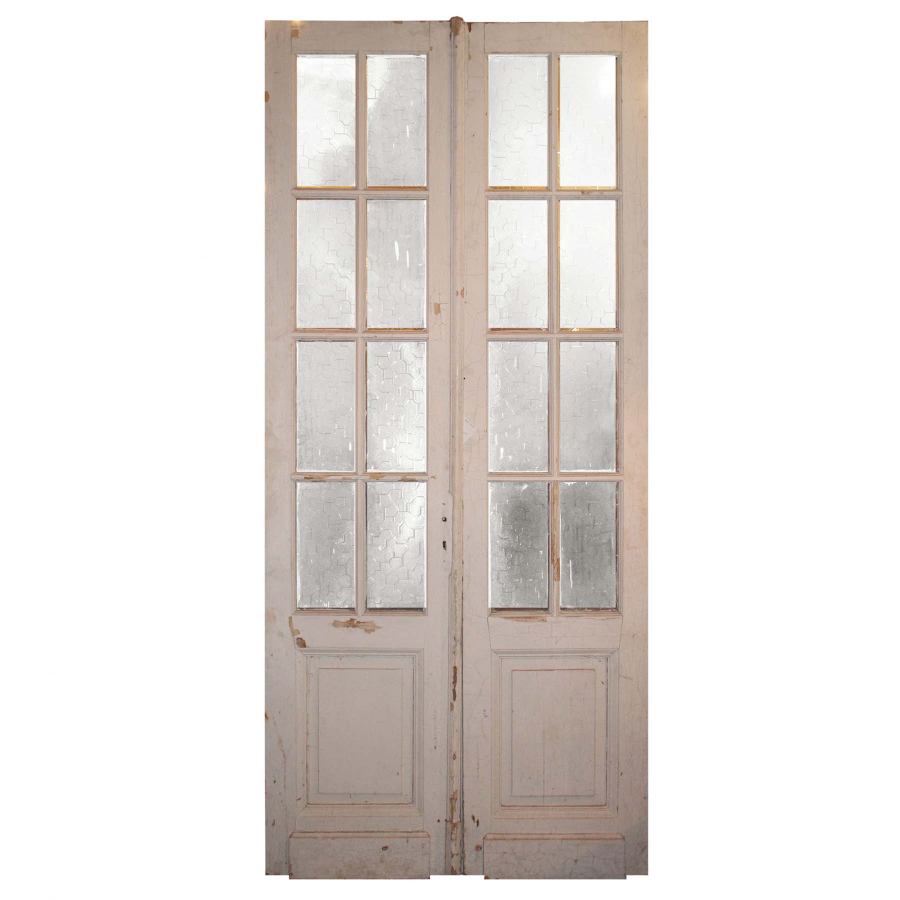 Pair of Antique 43" Double Doors with Glass-0