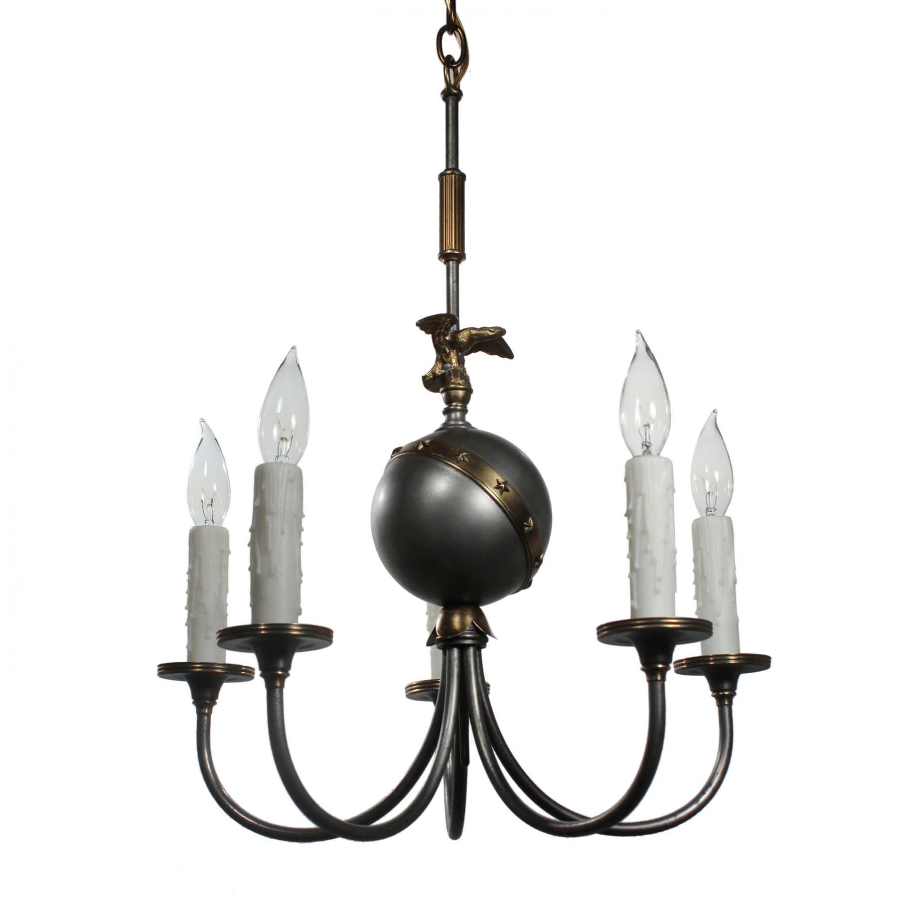 Antique Figural Two-Tone Chandelier with Eagle-0