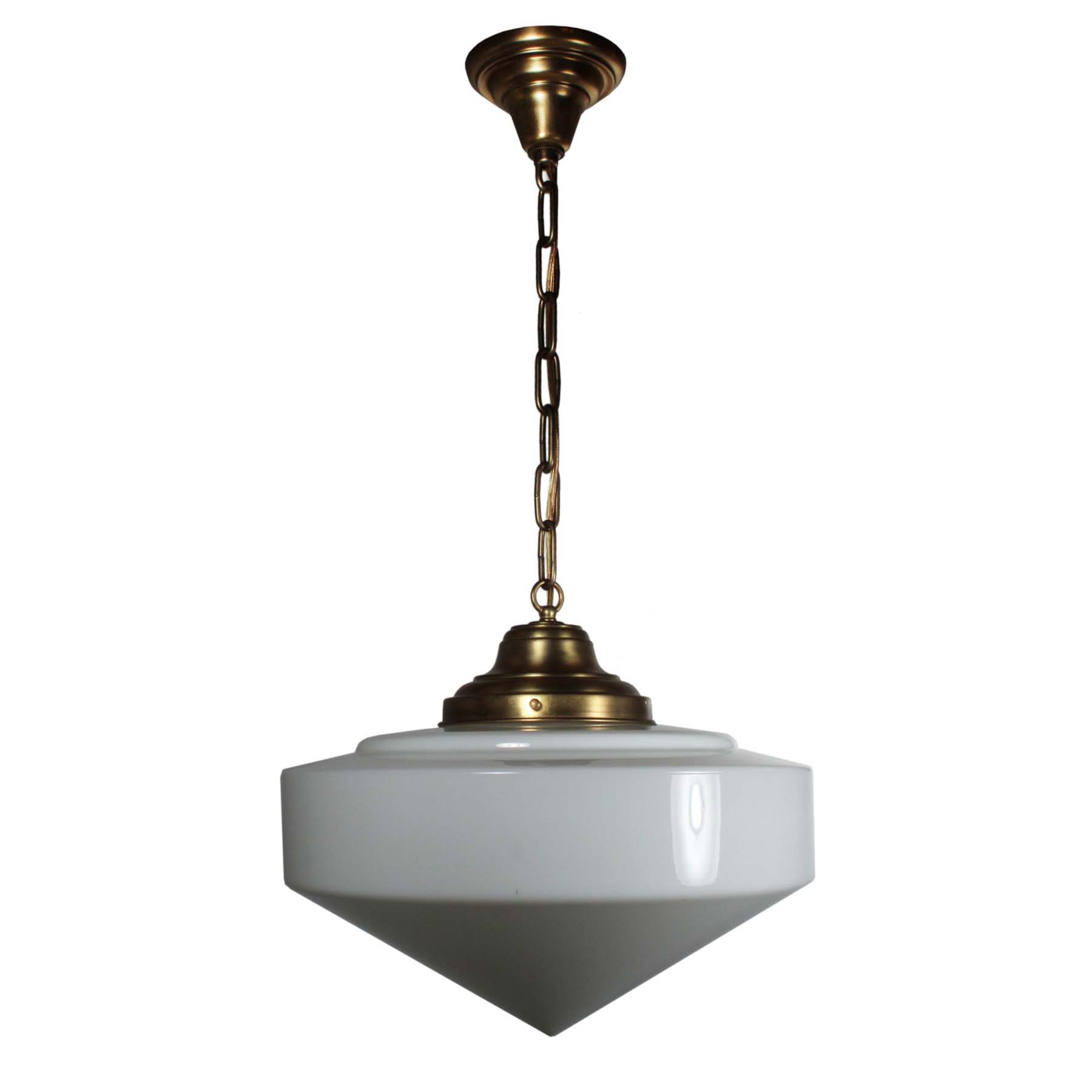SOLD Unusual Brass Schoolhouse Pendant Light, Antique Lighting-70914