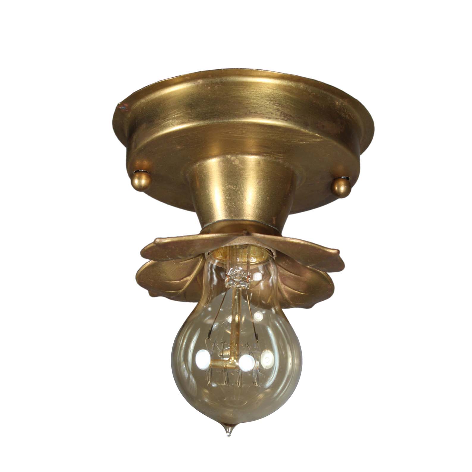 Brass Flush-Mount Lights with Exposed Bulbs, Antique Lighting-70922