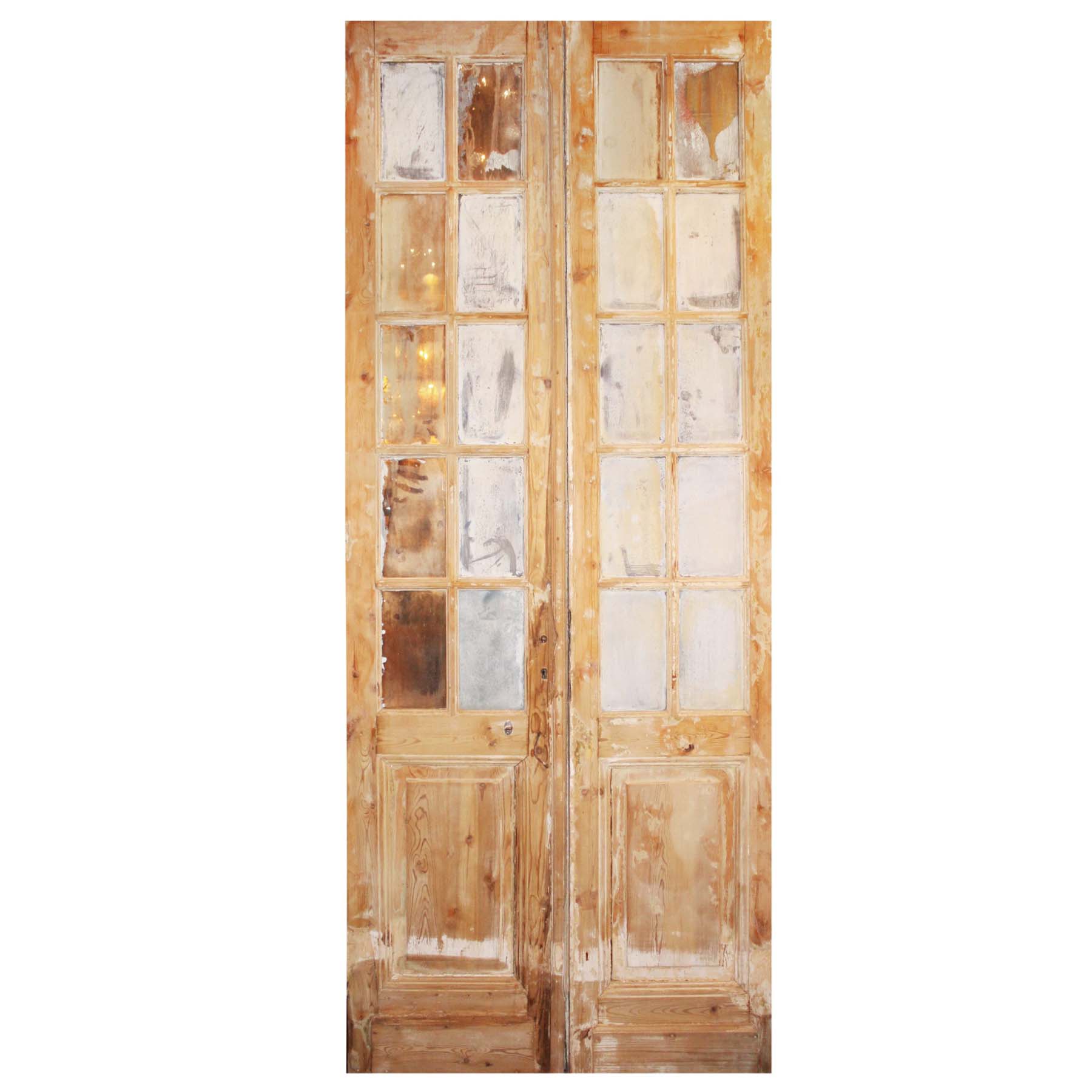 SOLD Reclaimed Pair of Antique 39" Double Doors with Mirrors-70944