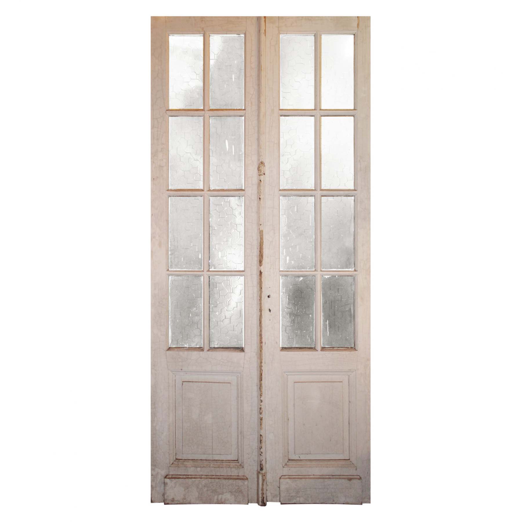 Pair of Antique 43" Double Doors with Glass-71010