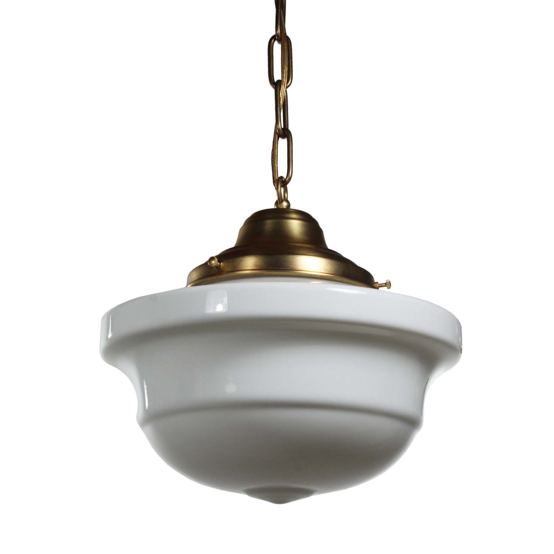 Antique Brass Schoolhouse Pendant Lights with Unusual Shade-70840
