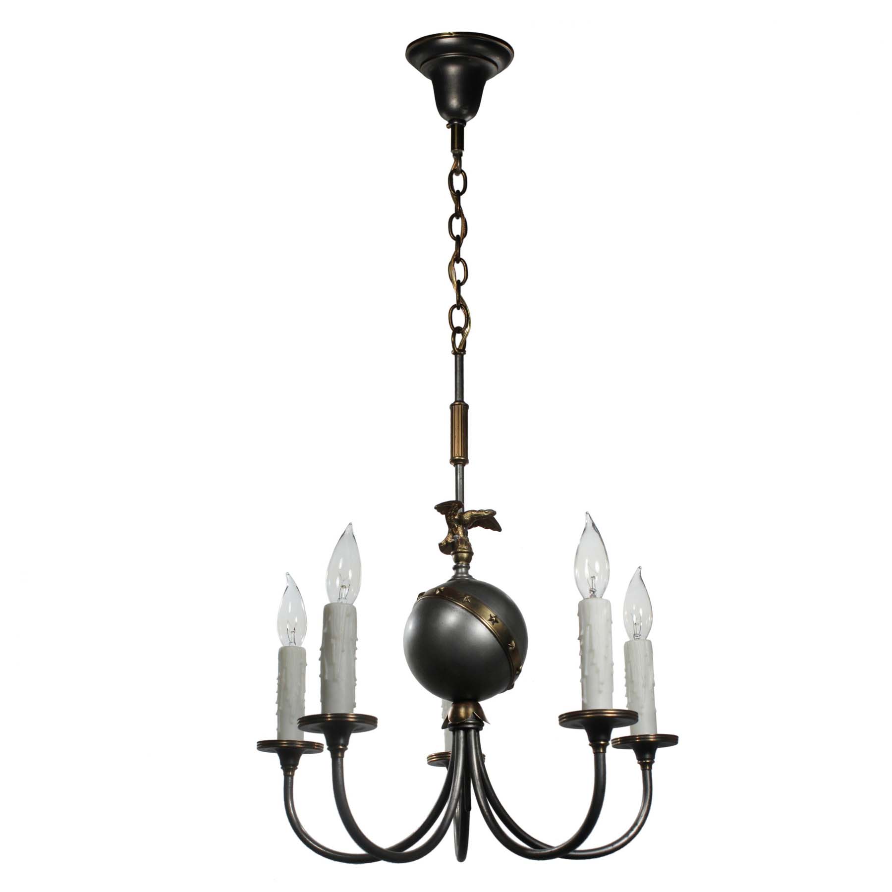 Antique Figural TwoTone Chandelier with Eagle