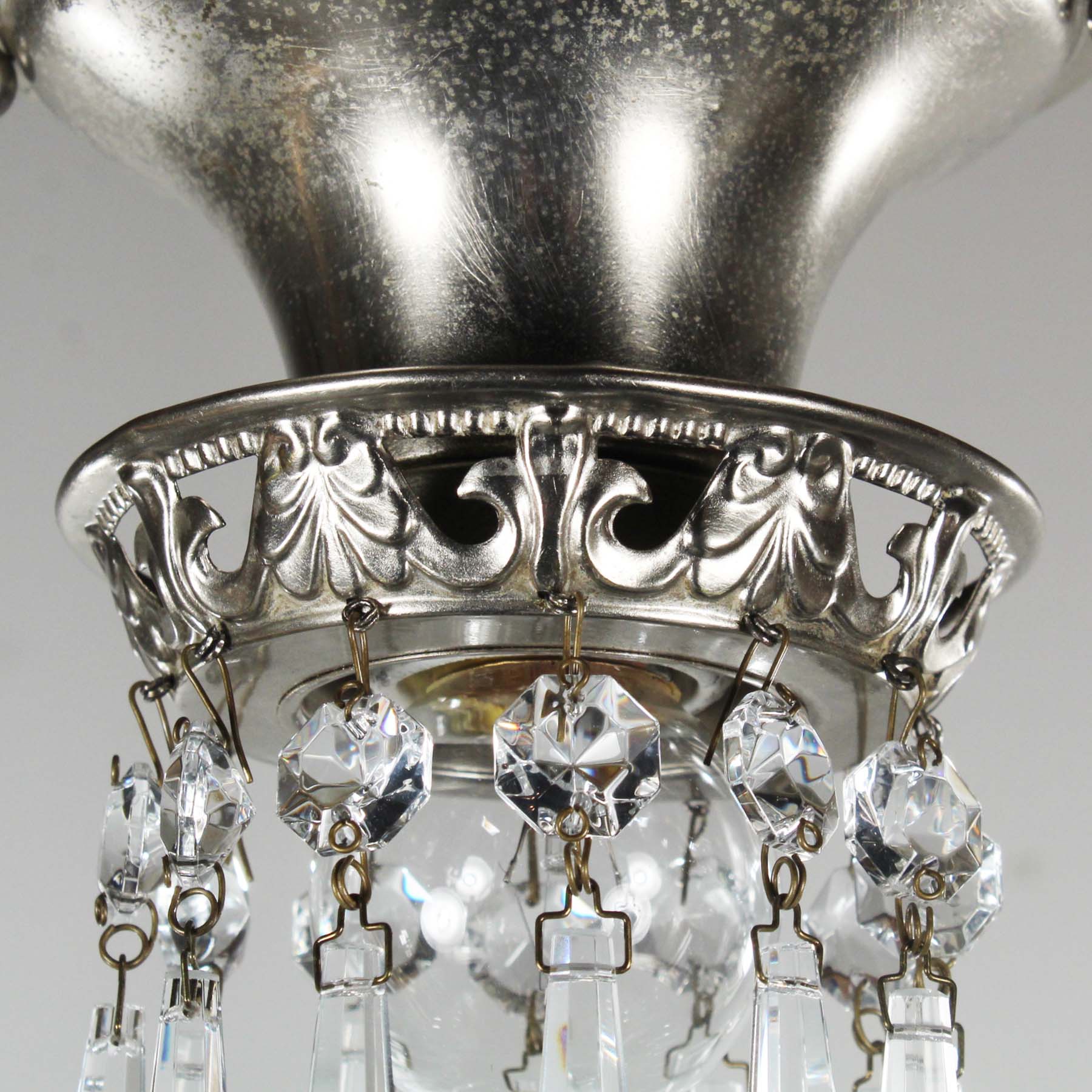 Antique Flush-Mount Lights with Exposed Bulbs and Prisms-70733
