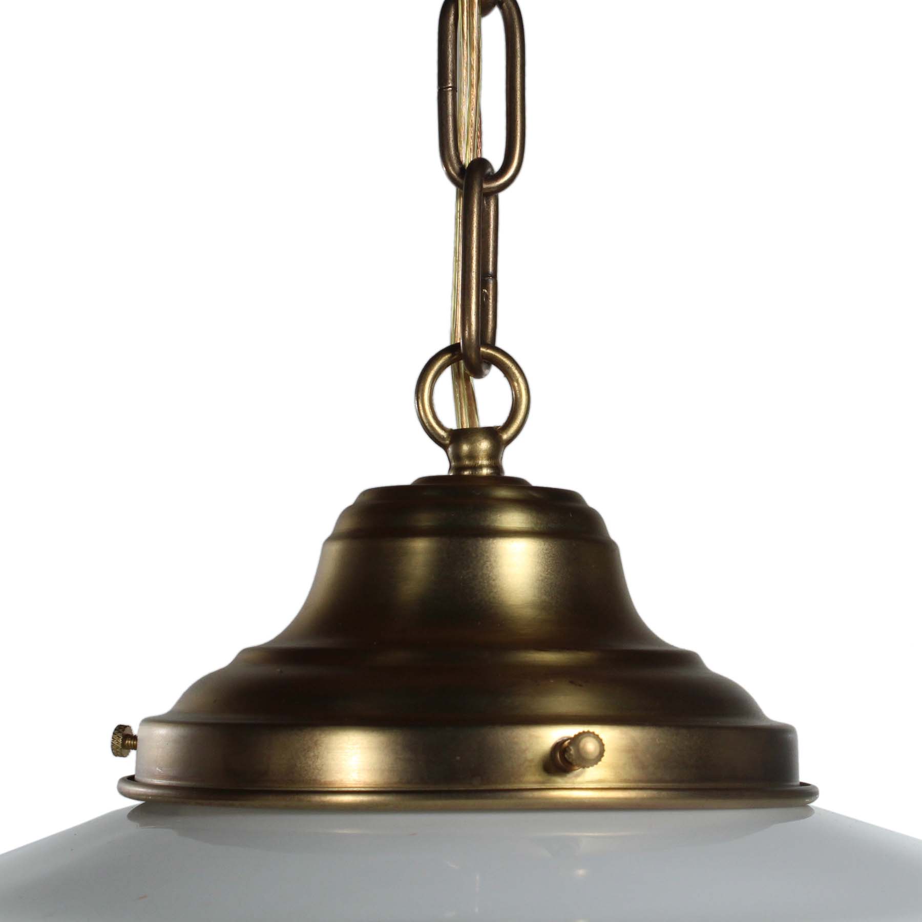 Antique Brass Schoolhouse Pendant Lights with Unusual Shade-70839