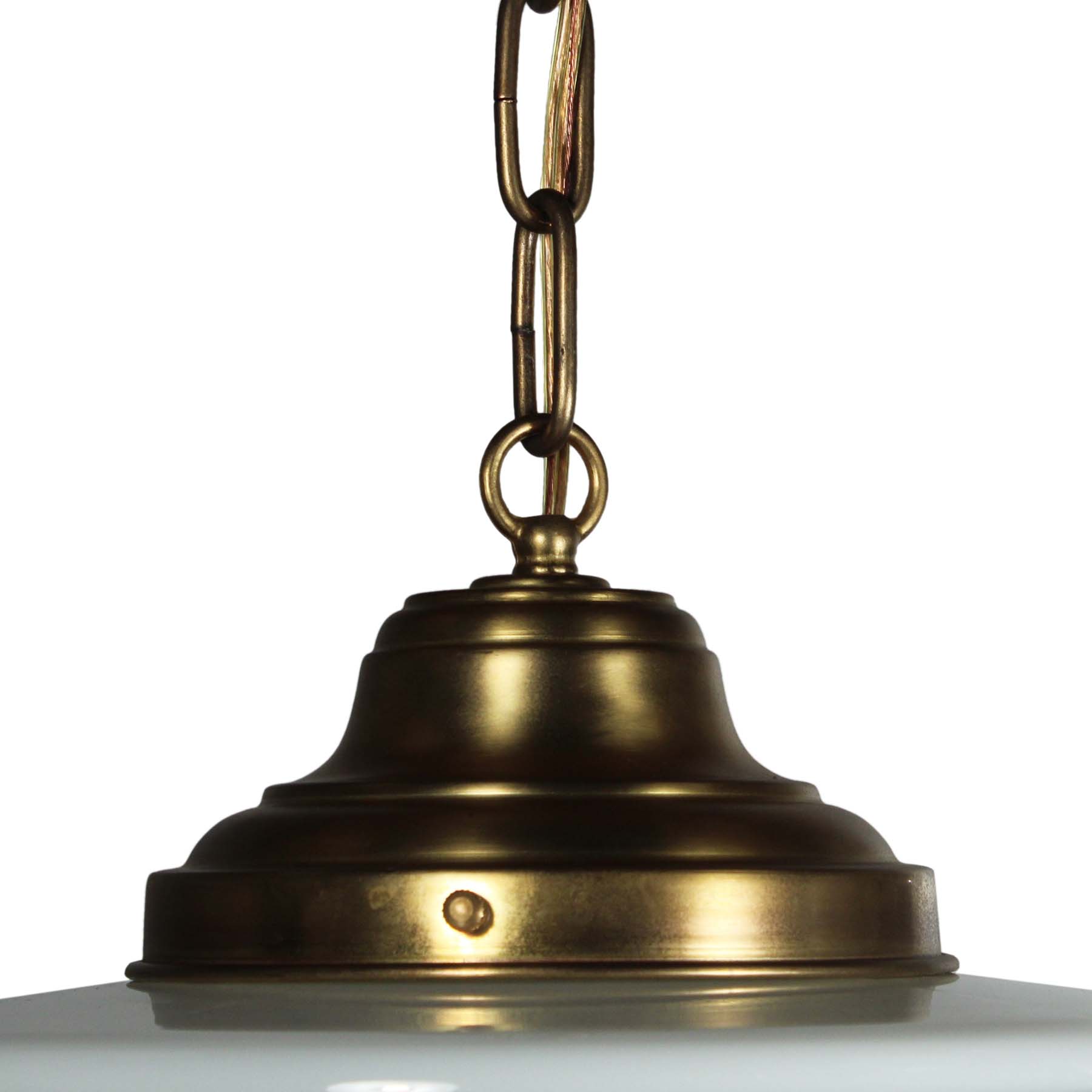 SOLD Unusual Brass Schoolhouse Pendant Light, Antique Lighting-70915