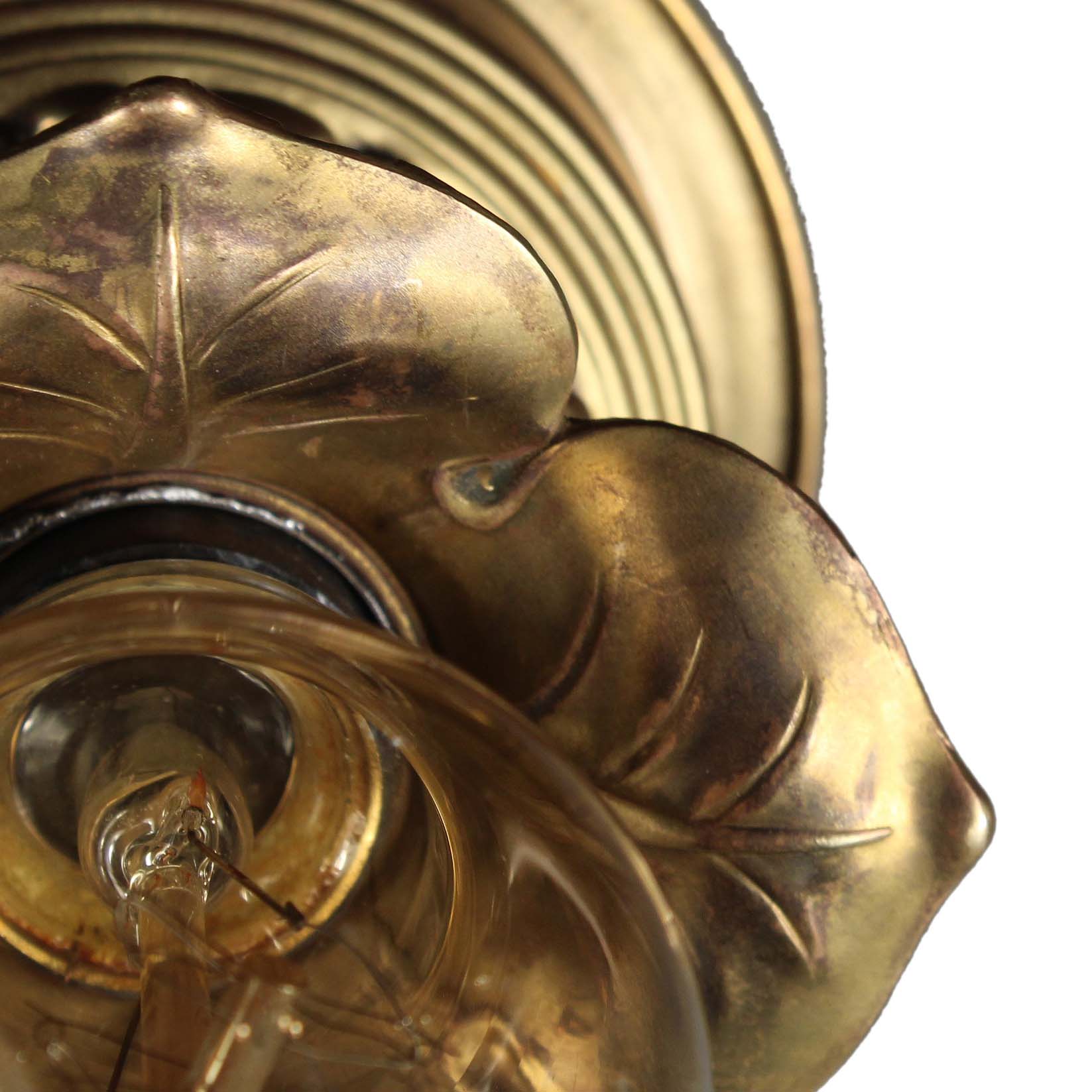Brass Flush-Mount Light with Exposed Bulb, Antique Lighting-70933