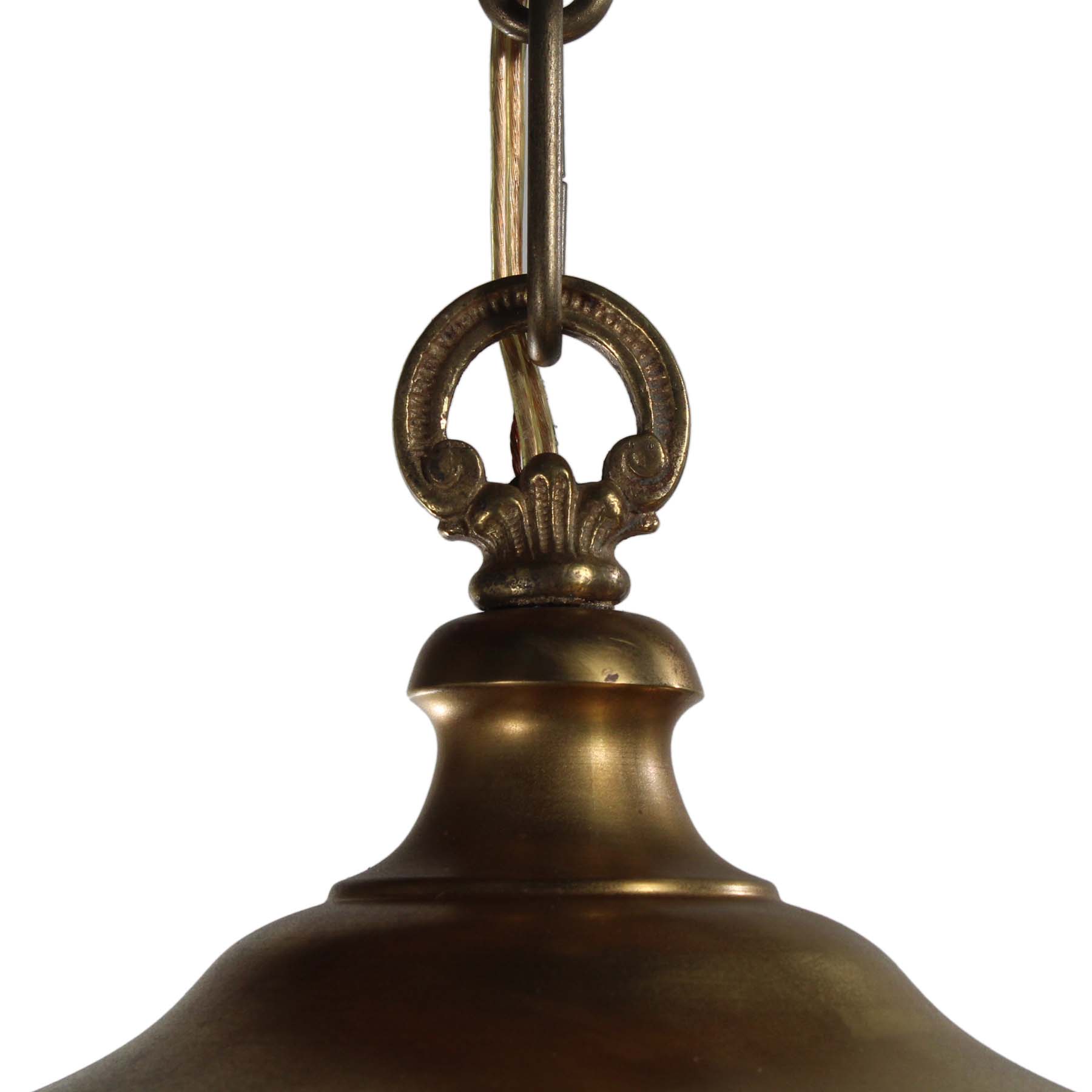 Antique Neoclassical Brass Lantern with Original Slag Glass-70746