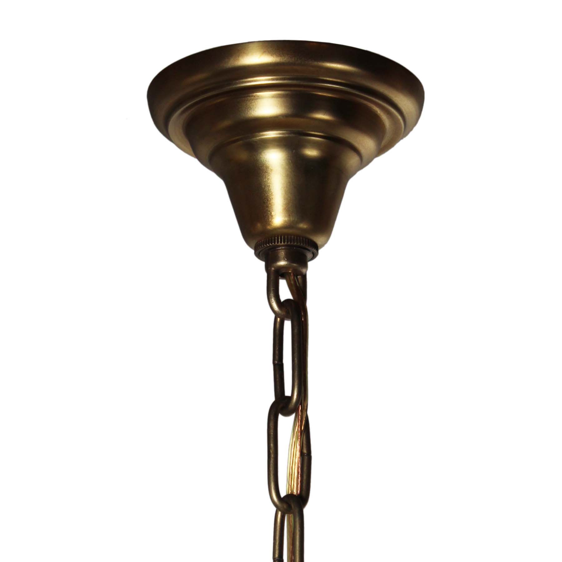 SOLD Unusual Brass Schoolhouse Pendant Light, Antique Lighting-70916
