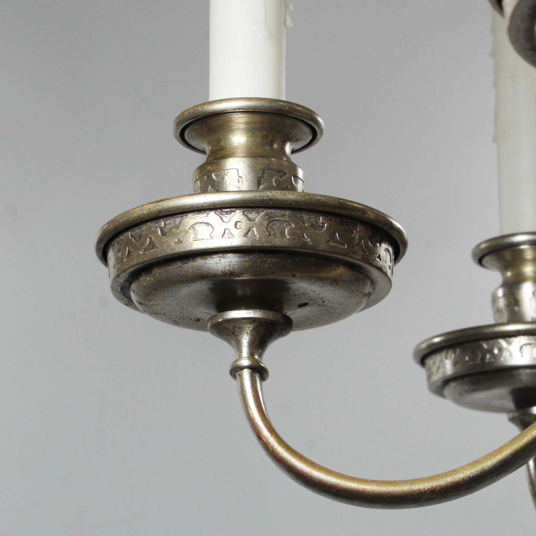 SOLD Antique Neoclassical Silver Plate Chandelier, c.1910-70820