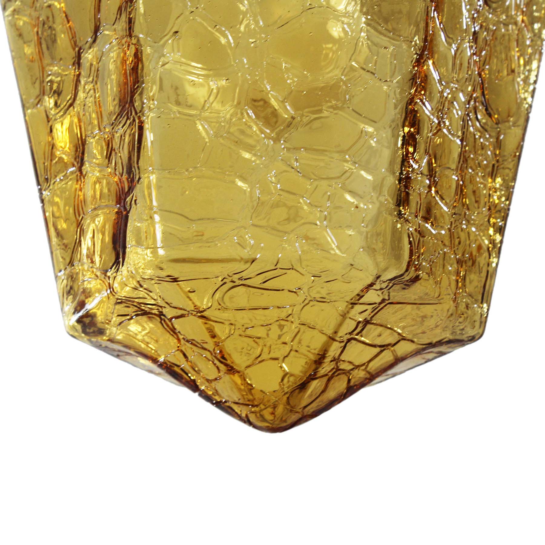 SOLD Antique Pendant Light, Amber Crackle Glass-70757