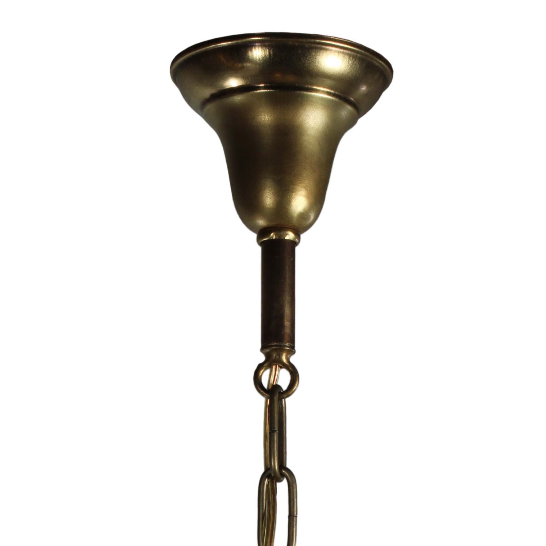 Antique Neoclassical Brass Lantern with Original Slag Glass-70750