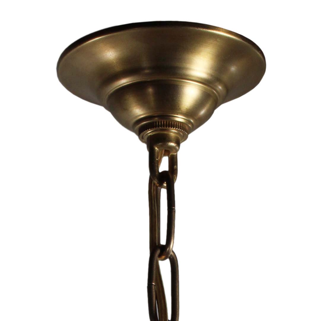 SOLD Antique Pendant Light, Amber Crackle Glass-70755