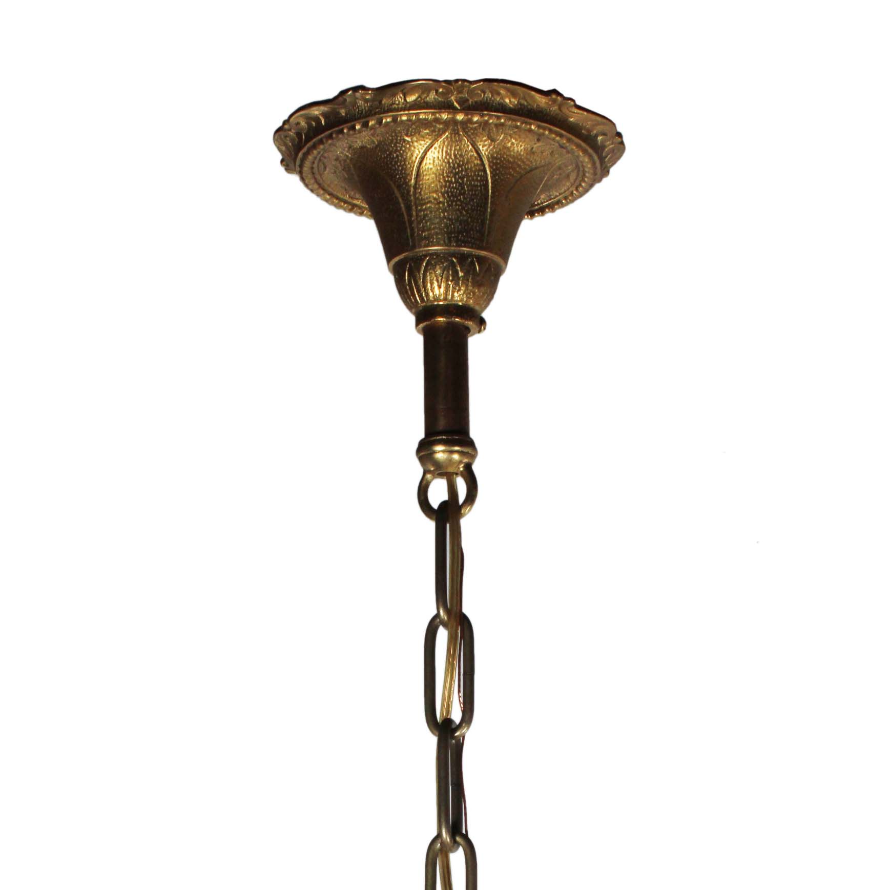 Antique Cast Brass Chandelier with Fleur De Lis, Halcolite. -70903