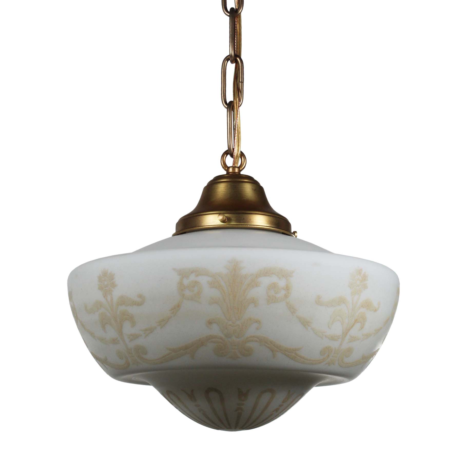 Neoclassical Pendant Lights with Acid Cut-Back Shades, Antique Lighting