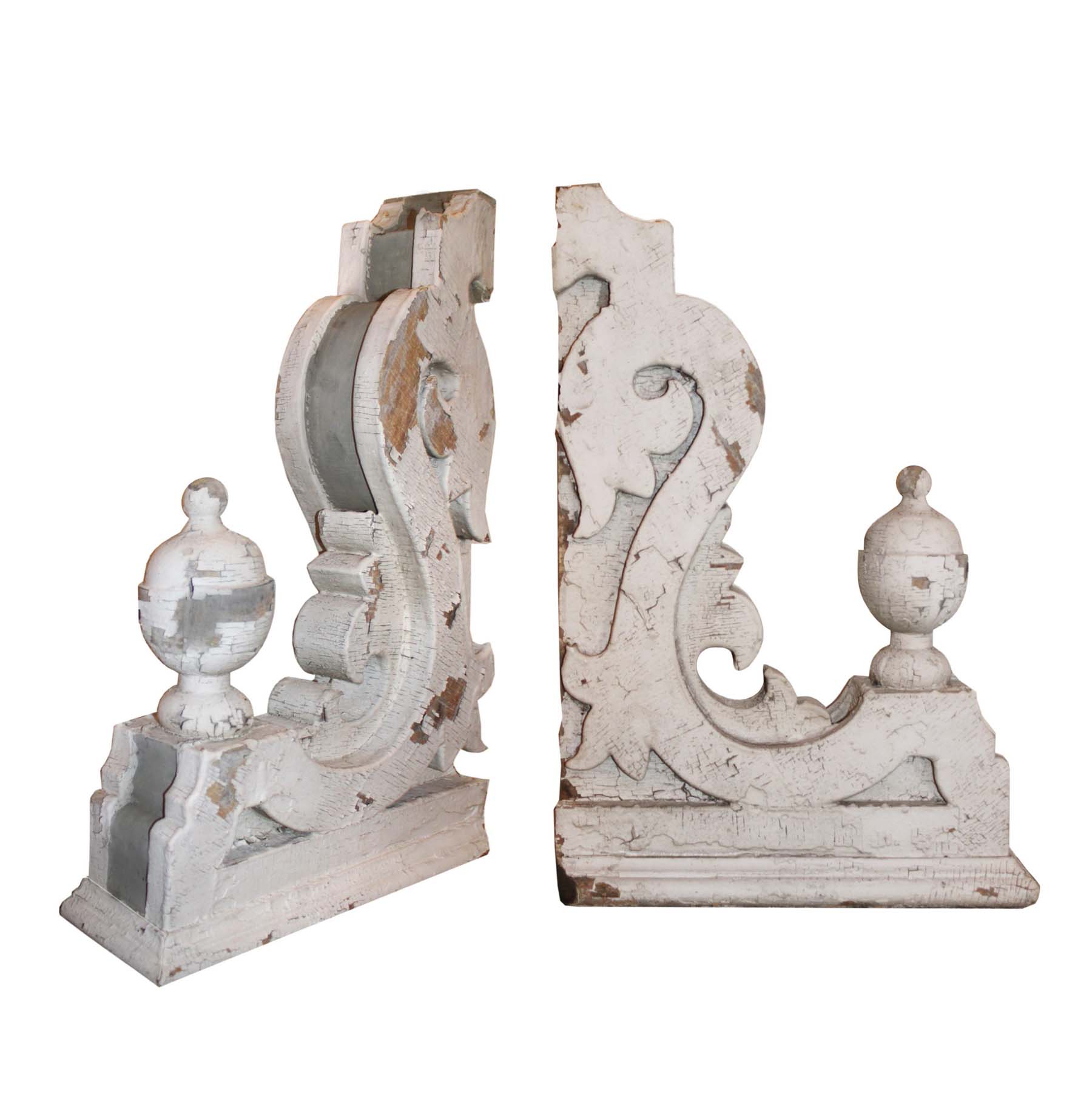 Salvaged Antique Corbels with Chippy Paint, Late 19th Century-0