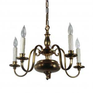 Antique Colonial Revival Brass Chandelier, Early 1900’s-0