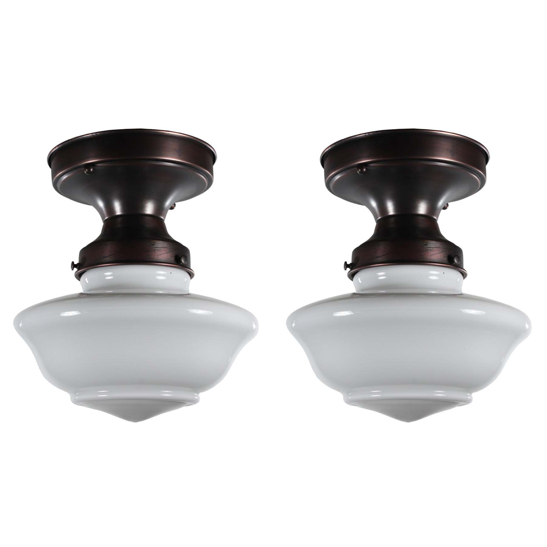 SOLD Antique Schoolhouse Flush Mount Lights, c.1930-0