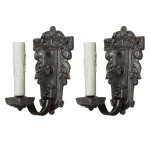 Pair of Antique Figural Gothic Revival Sconces, Riddle Co.-0