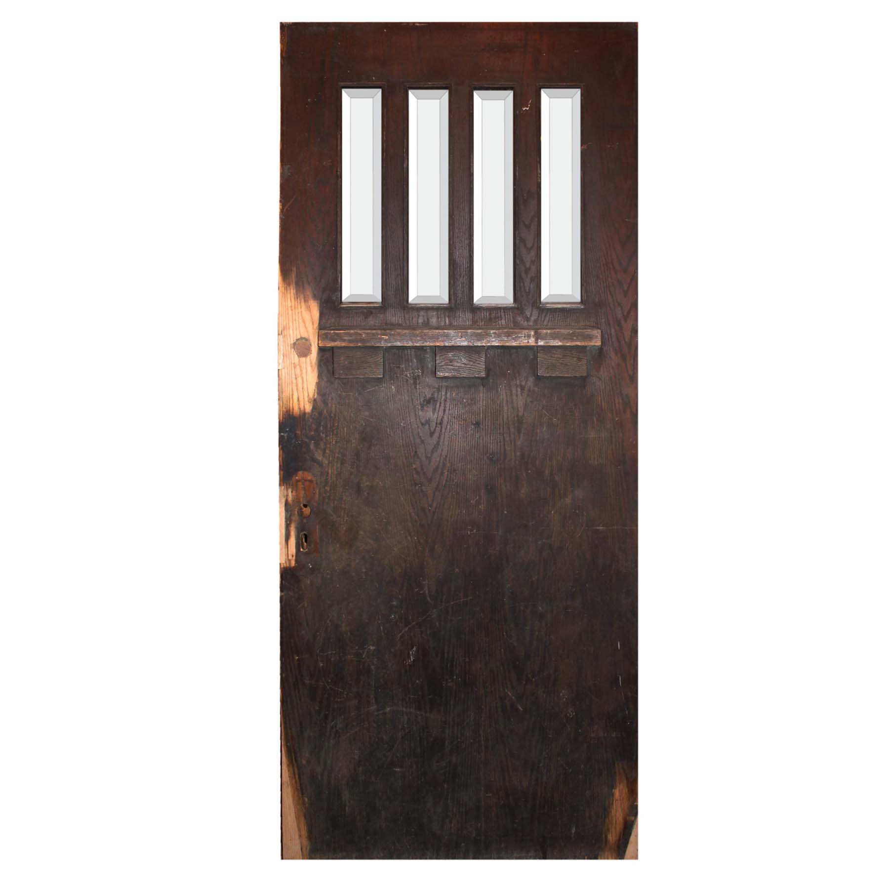 Salvaged 36” Craftsman Entry Door with Beveled Glass-0