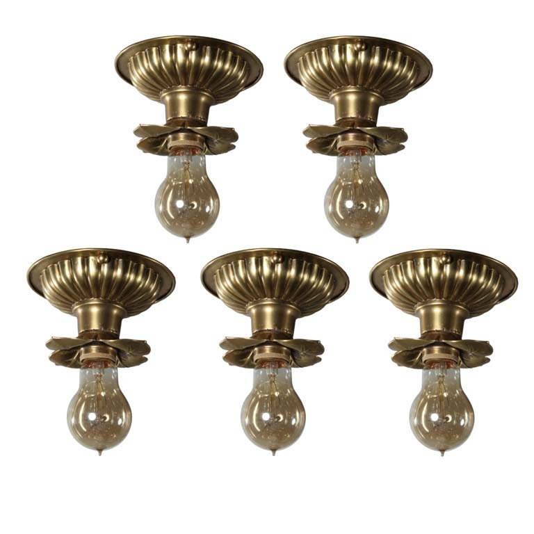Antique Brass Exposed Bulb Flush-Mount Lights-0