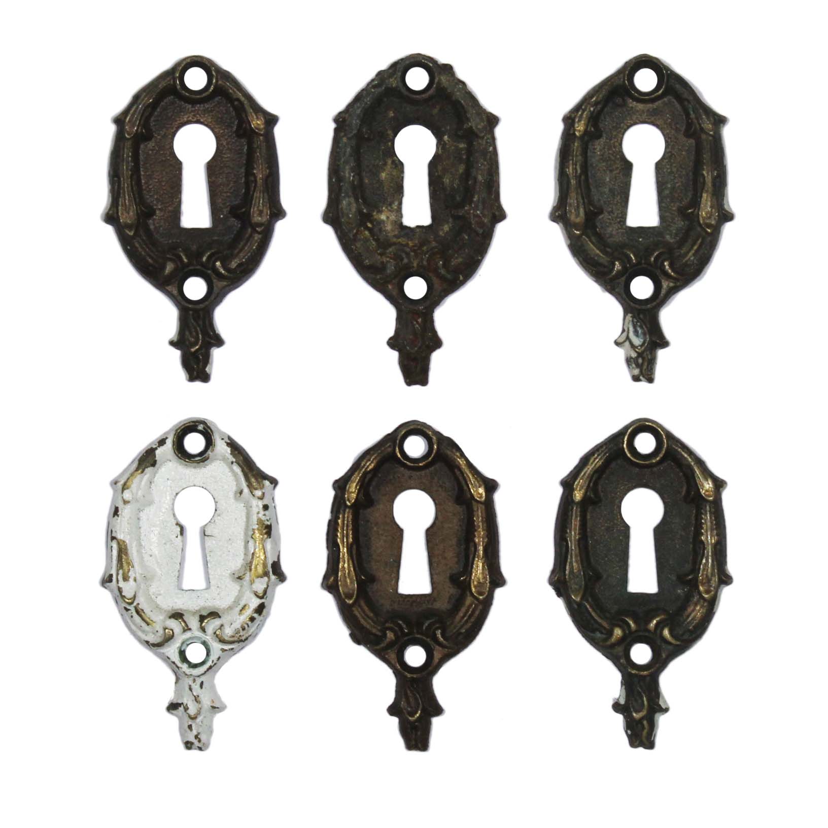 SOLD Antique Cast Brass Keyhole Escutcheons, by Penn Hardware -71247