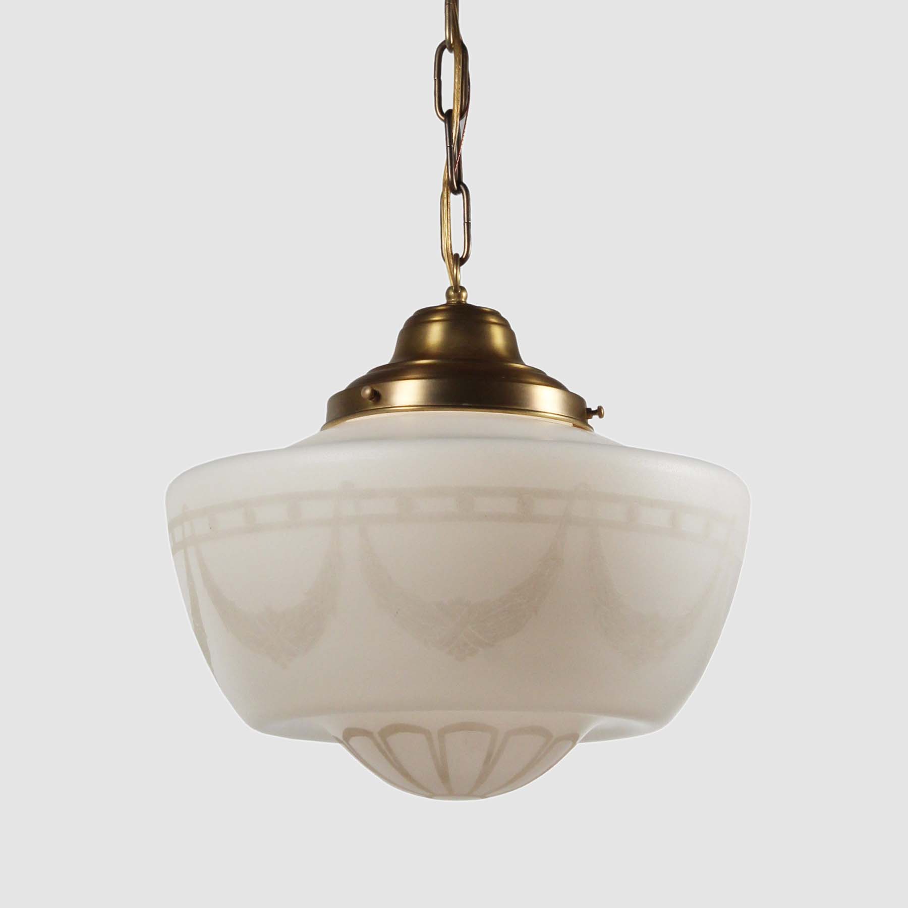 Antique Neoclassical Pendant Lights with Acid Cut-Back Shades-71235