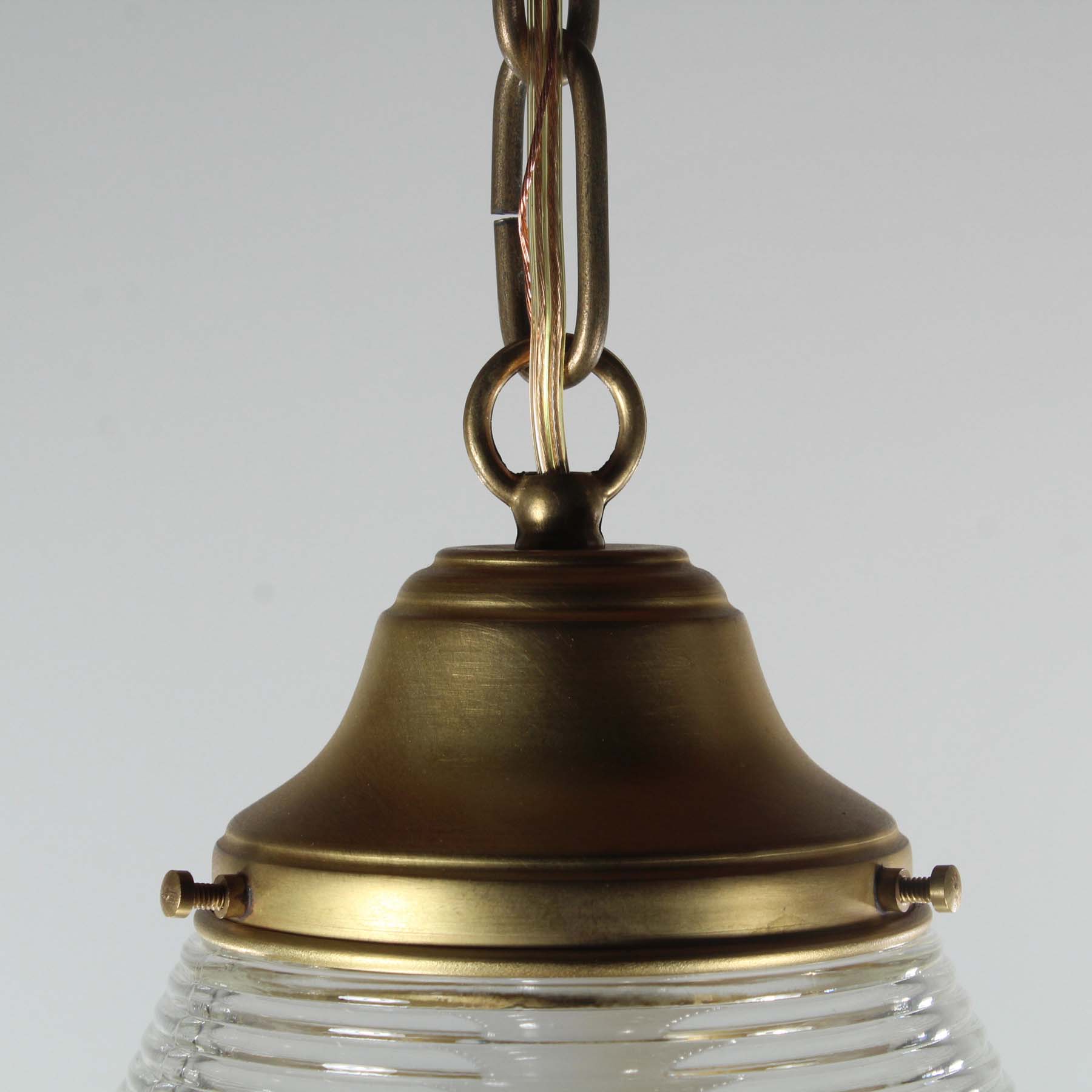 SOLD Antique Brass Pendant Lights with Original Shades-71168