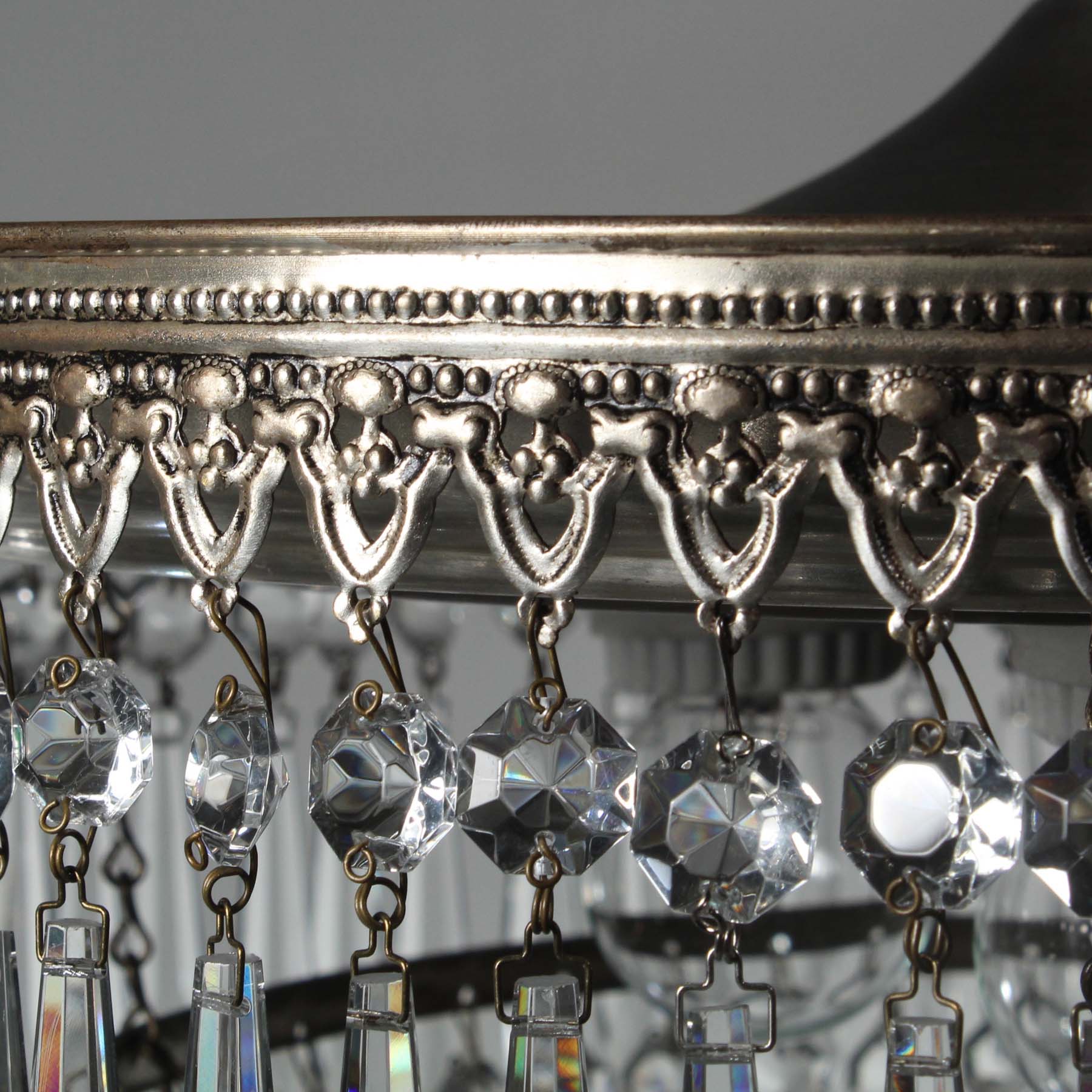 Antique Neoclassical Silver Plate Wedding Cake Chandelier, c.1910-71059
