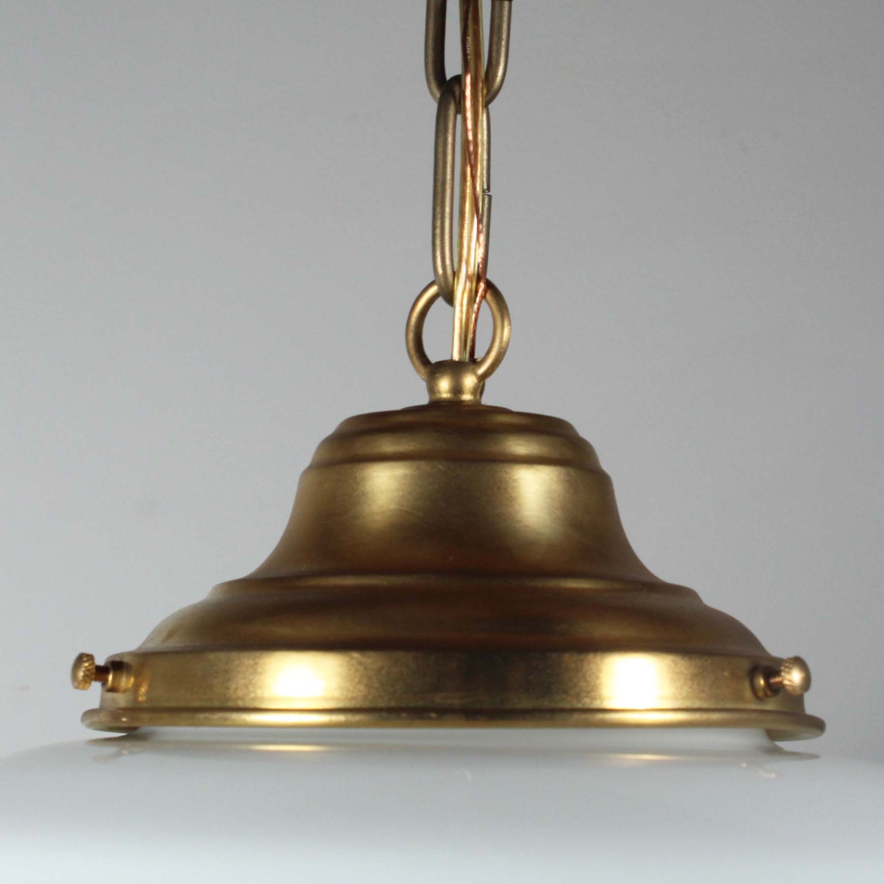 SOLD Antique Brass Schoolhouse Pendant Light with Original Shade-71226