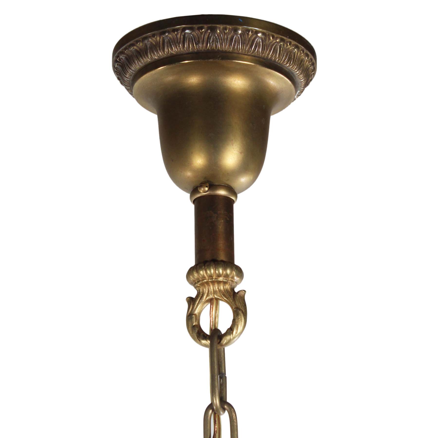 Antique Brass Chandelier with Glass Ball Shades, Early 1900s-71192