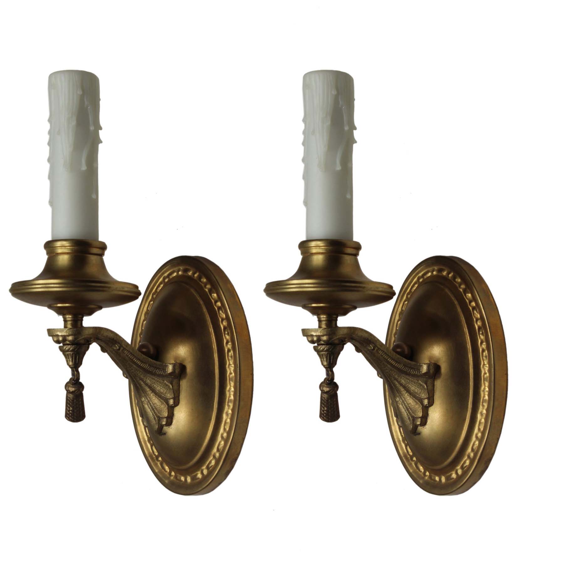 SOLD Pair of Antique Brass Neoclassical Sconces, c. 1920-0