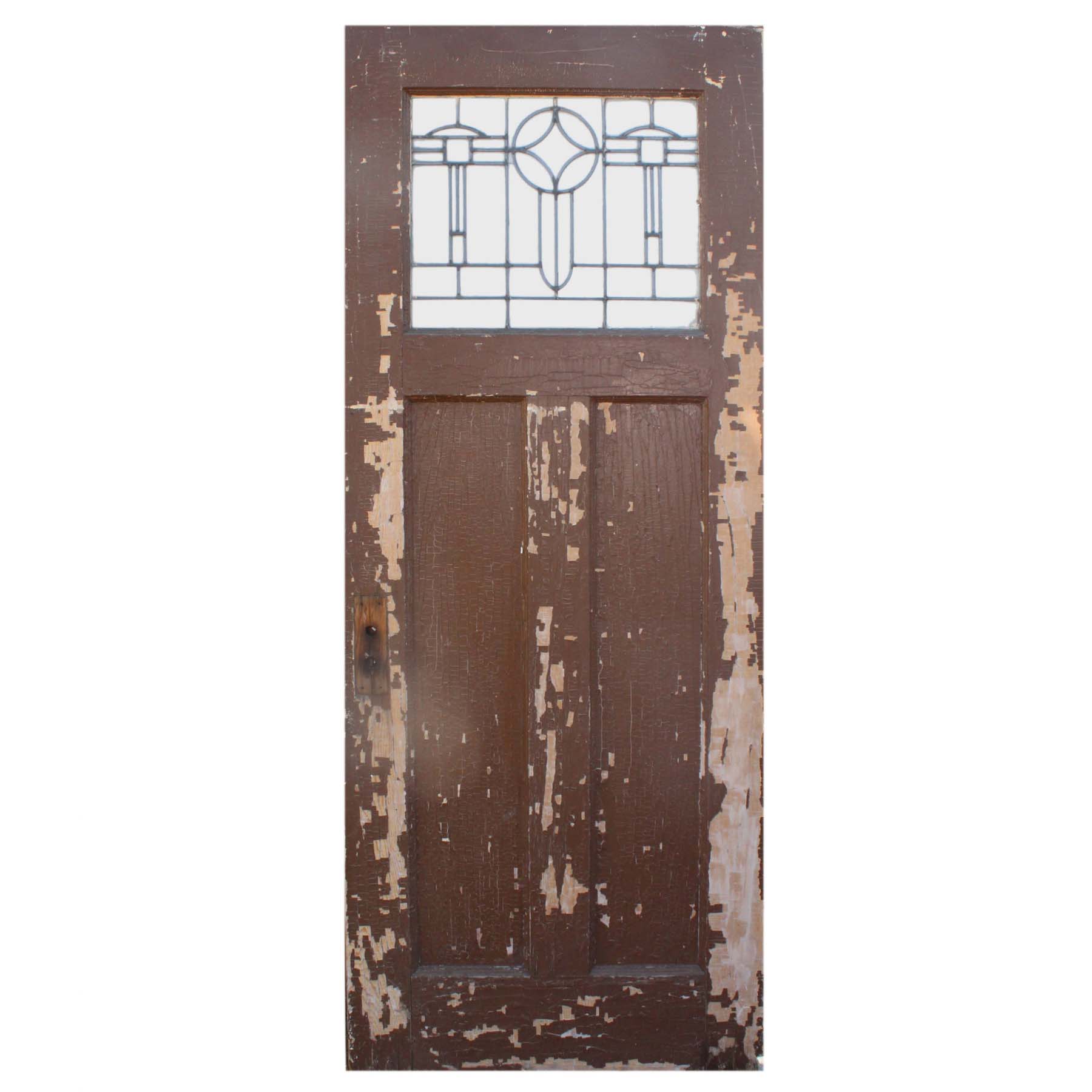 Salvaged 31” Door with Leaded Glass-0