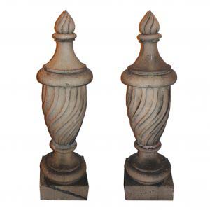 Pair of Substantial “Pot à Feu” Terra Cotta Finials, Louisville -0