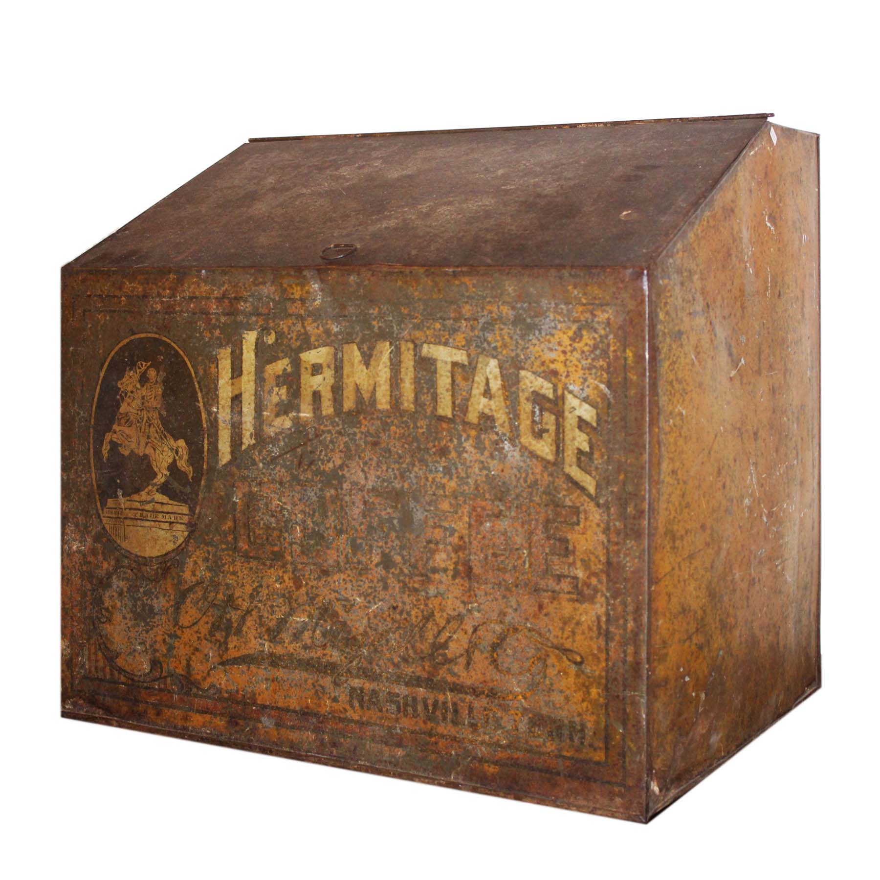 Antique Metal “Hermitage Coffee” Bin, c. 1920-0