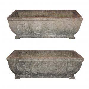 Pair of Antique Concrete Planters, c. 1920-0