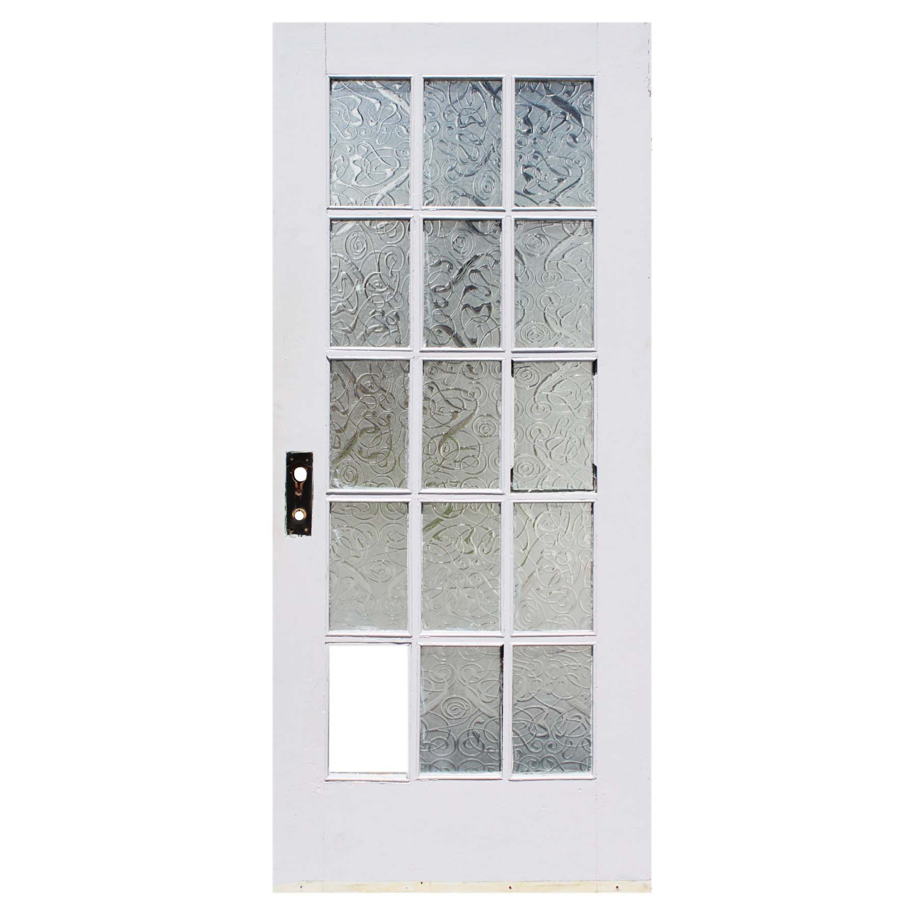 Salvaged 35" Divided Light Door, Textured Glass-0