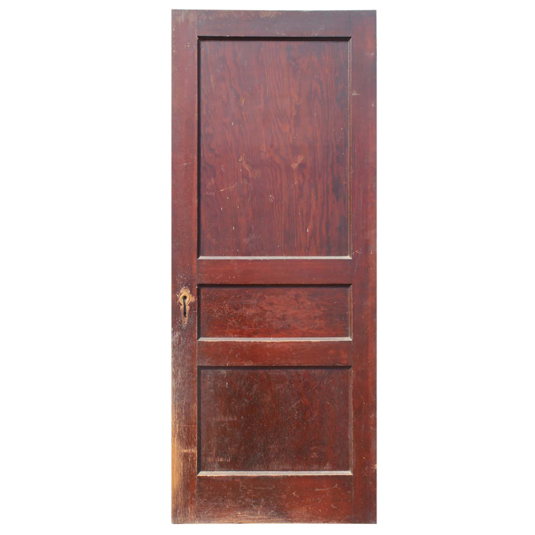 SOLD Antique 32” Three-Panel Solid Wood Door-0