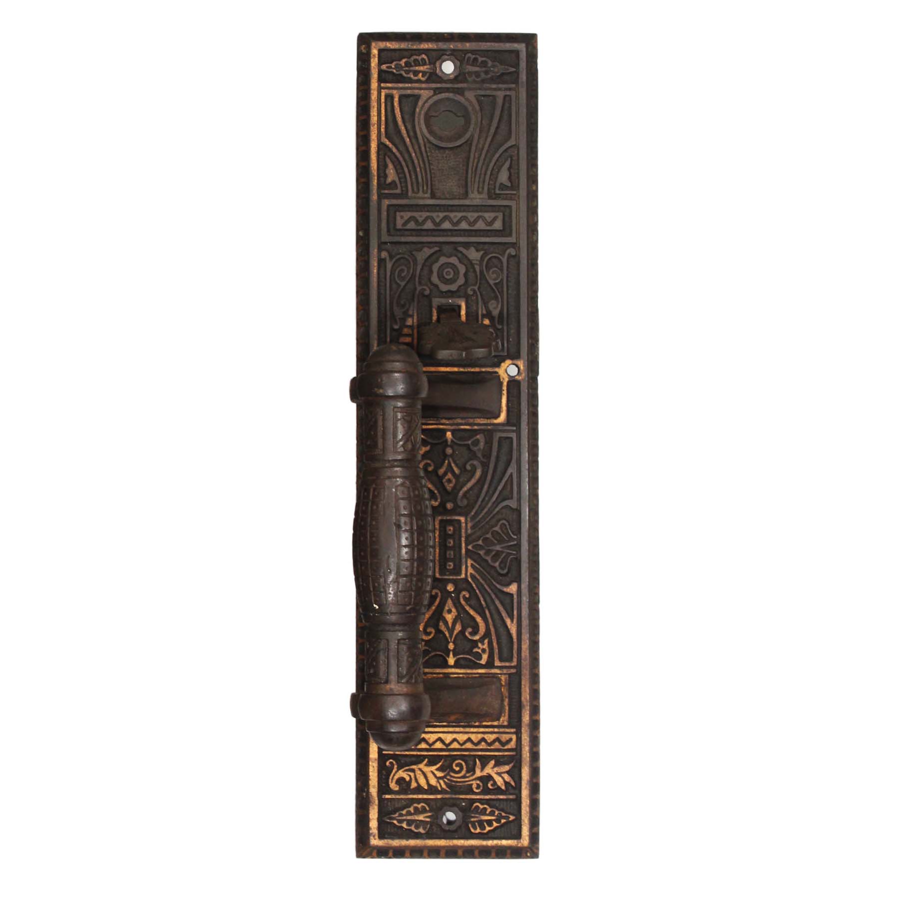 Antique Eastlake Cast Iron Door Handle, C. 1880’s-0