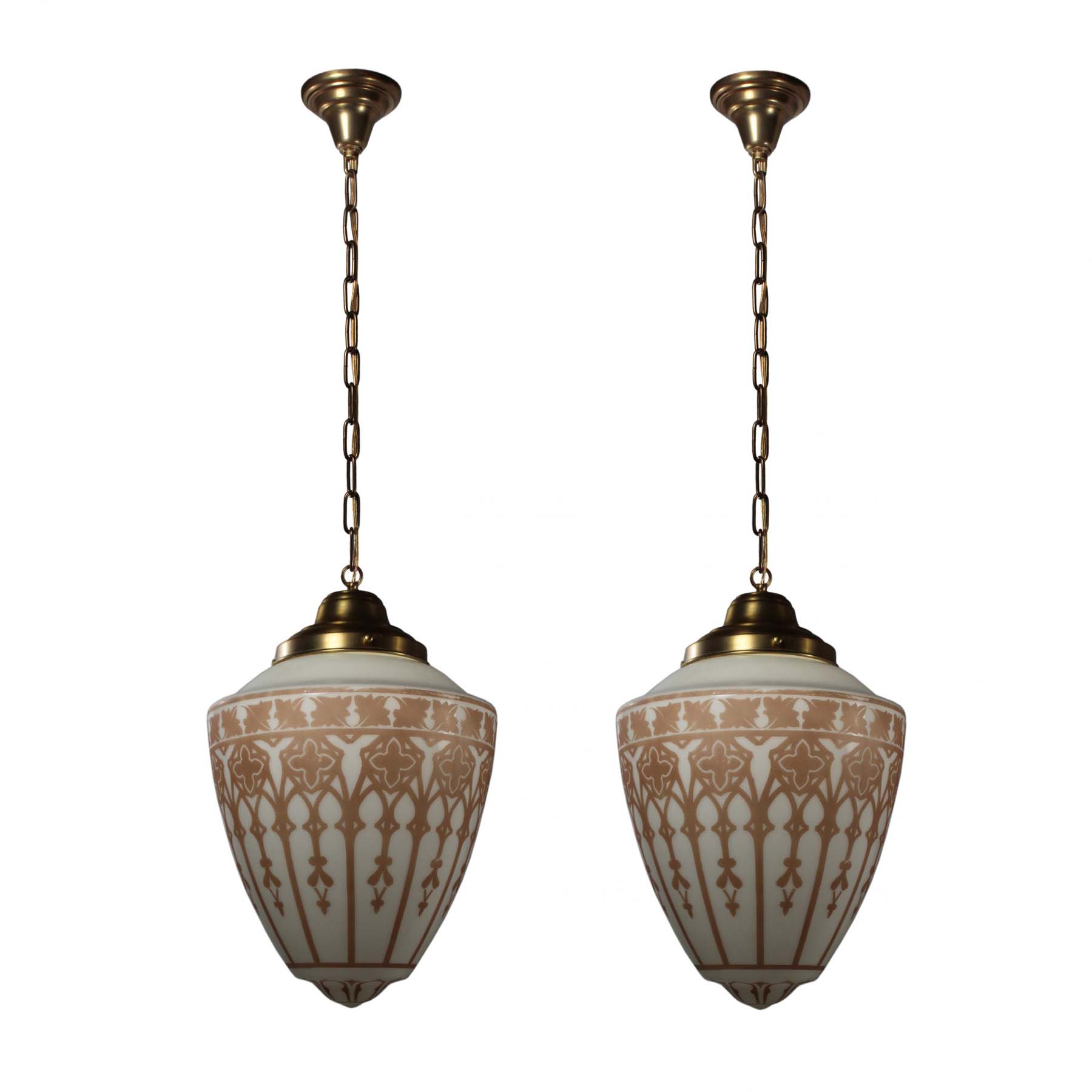 Matching Antique Pendant Lights with Original Glass Shades-0
