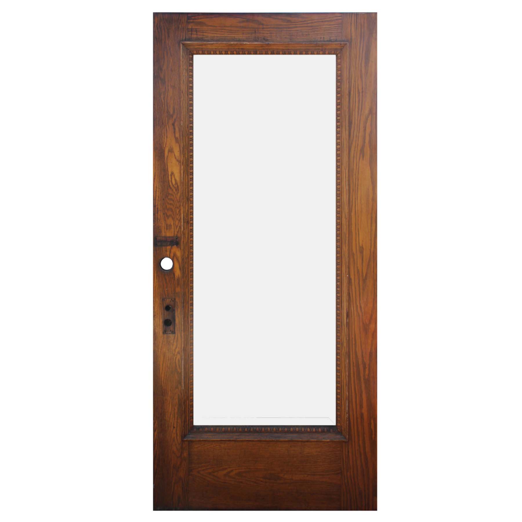 SOLD Salvaged 37” Full View Oak Entry Door with Egg-&-Dart Trim-0